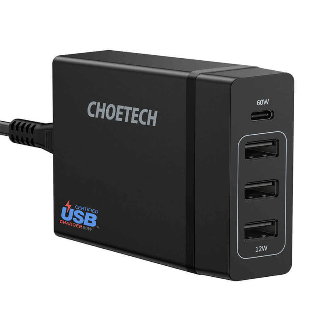 Choetech 72W PD wall charger 3+1 Output ports for iPad,iPhone,Macbook,Laptops,Tablets