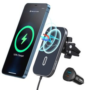 Choetech Magsafe Magnetic Wireless Car Charger for iPhone 14/13/12 Series Auto-Alignment Airvent