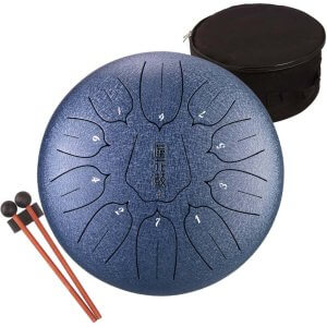 HUASHU Steel Tongue Drum 10 Inches 11 Notes Percussion Instrument Hand Pan Drum with Drum Mallets Carry Bag Musical Book