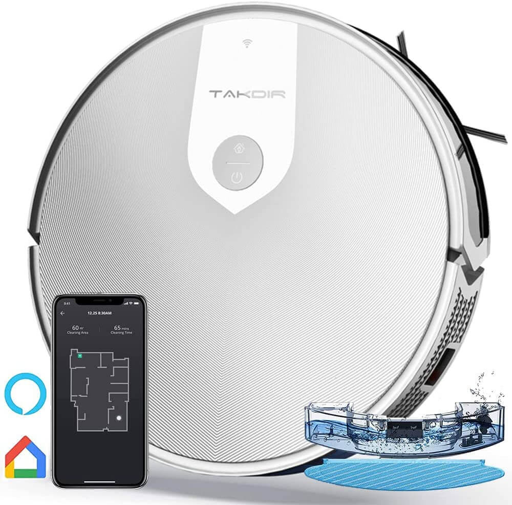 "TAKDIR" Smart Robot Vacuum and mop Cleaner, 2 in 1 Vacuuming & Mopping,3200Pa suction power,TUYA App control