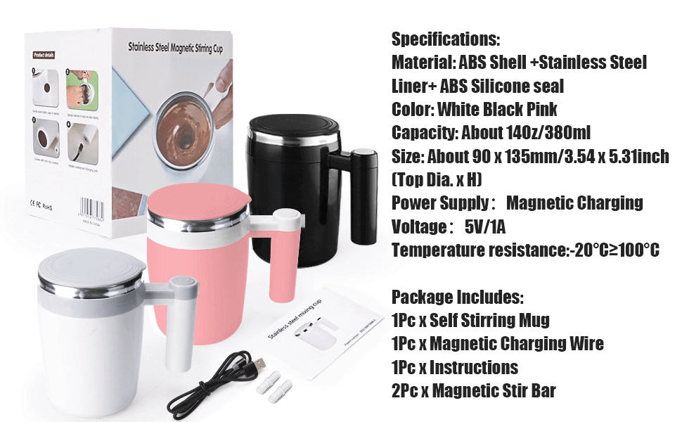 1pc Self Stirring Mug, Electric Mixing Cup Magnetic Stirring Cup  Rechargeable Auto Magnetic Mug Self Stirring Coffee Mug Rotating Home  Office Travel S