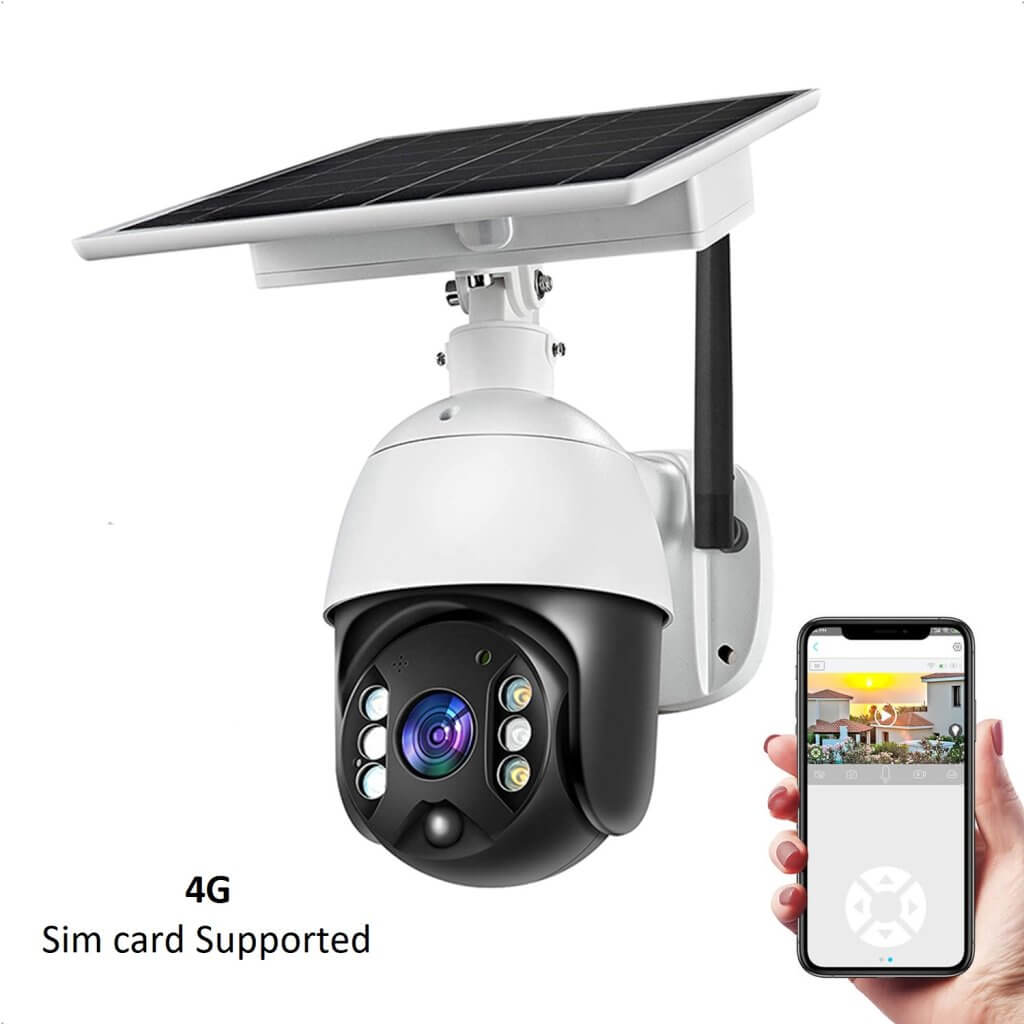 4G Simcard Supported Solar Security Wireless Camera with 14400 mAh Rechargeable Battery, IP65 weatherproof