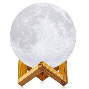 3D Moon Lamp Light with Remote Control, Time Setting, Touch Control Lunar Lights 16 Colors Rechargeable Home Decorative Lamp ( 7 Inch )