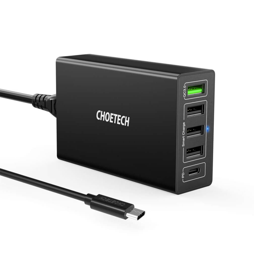 CHOETECH 5 Ports 60W Fast Power Delivery Quick Charger